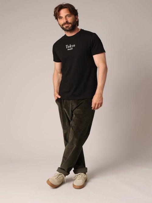 T-shirt homme 100% coton avec imprimé Tokyo sur le devant et illustration rétro au dos 'Deeluxe' - Kiabi