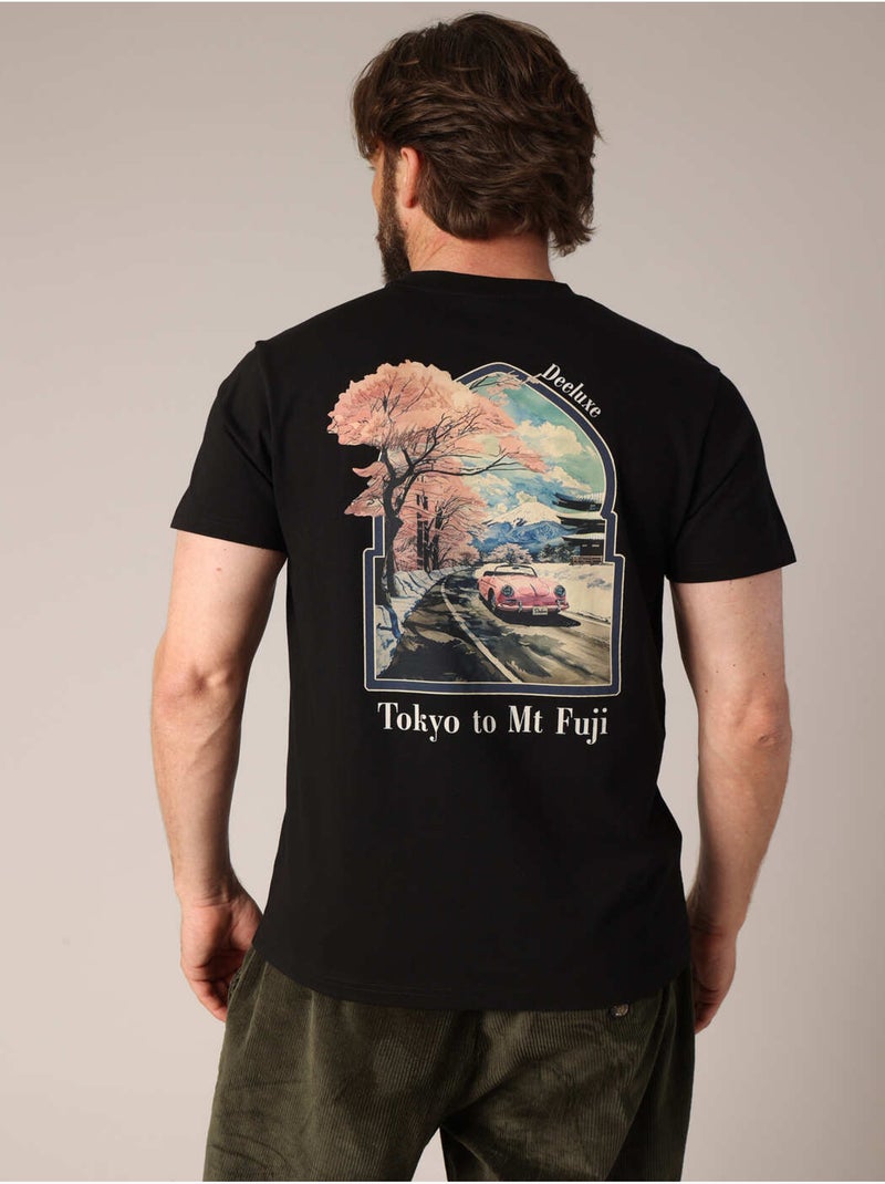 T-shirt homme 100% coton avec imprimé Tokyo sur le devant et illustration rétro au dos 'Deeluxe' Noir - Kiabi