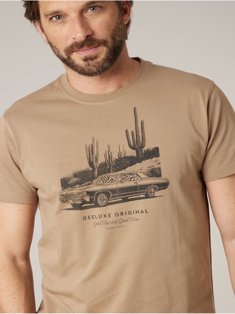 T-shirt homme 100% coton 'Deeluxe' Beige foncé - Kiabi