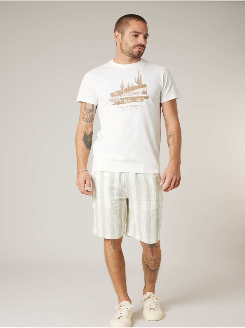 T-shirt homme 100% coton 'Deeluxe' Ecru - Kiabi