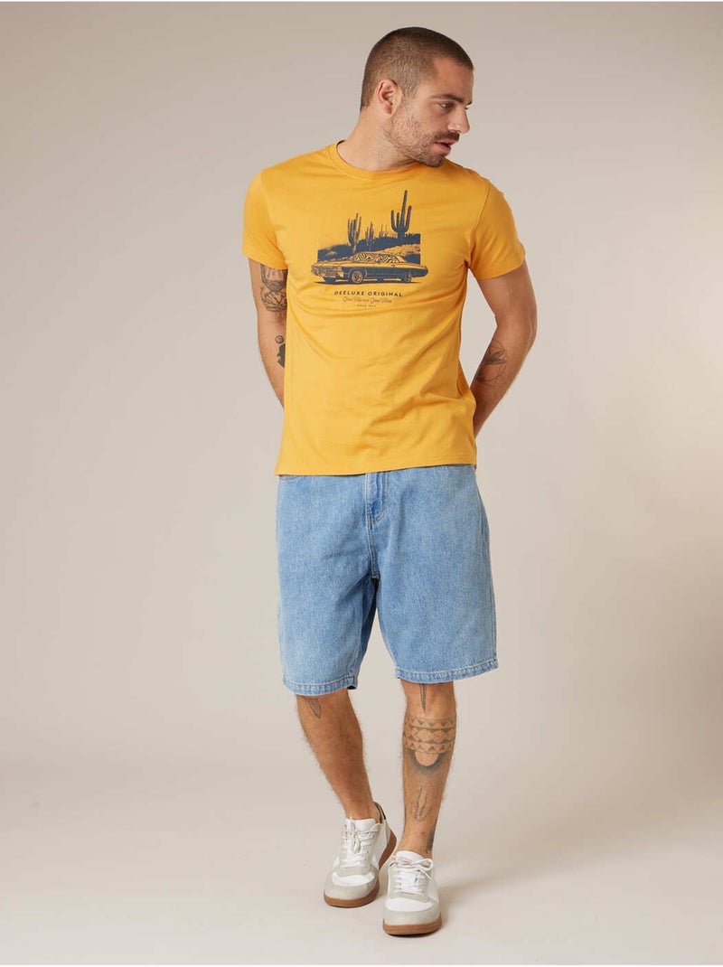 T-shirt homme 100% coton 'Deeluxe' Jaune - Kiabi