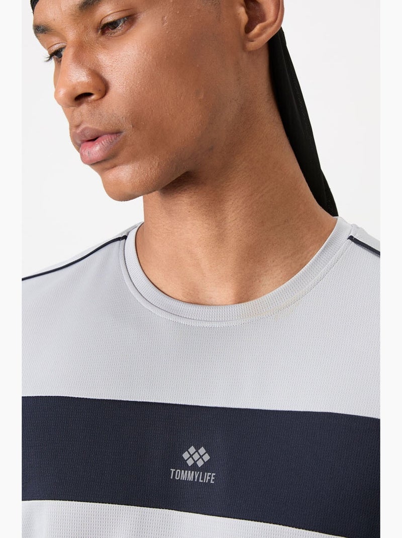 T-shirt homme à blocs de couleur et col rond tommy Gris Bleu - Kiabi