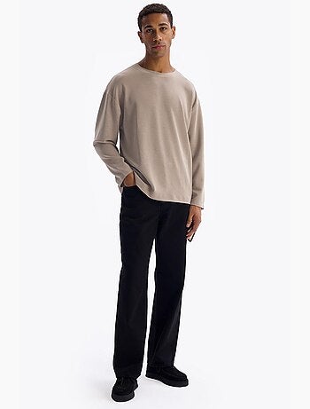 T-shirt homme à manches longues, col rond, coupe décontractée giesto