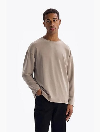 T-shirt homme à manches longues, col rond, coupe décontractée giesto