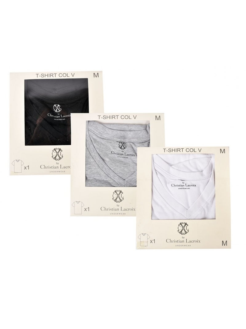 T shirt homme CHRISTIAN LACROIX - Pack de 3 Blanc Noir Gris - Kiabi