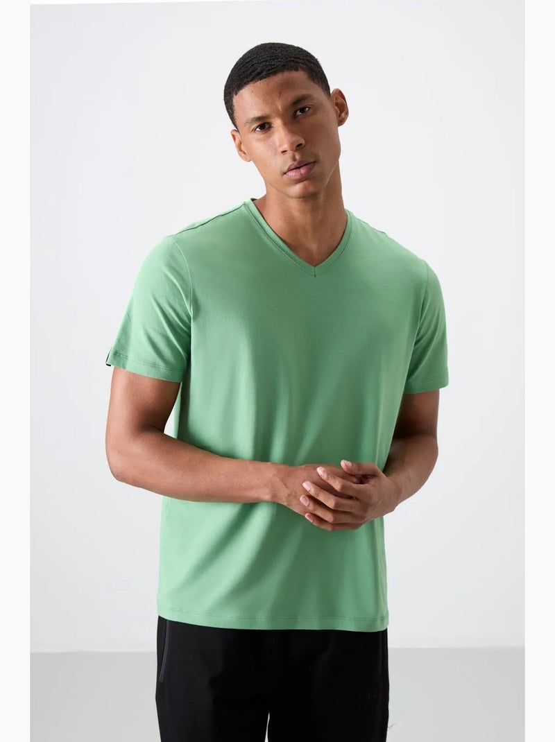 T-shirt homme col v à manches courtes tommy Vert menthe - Kiabi