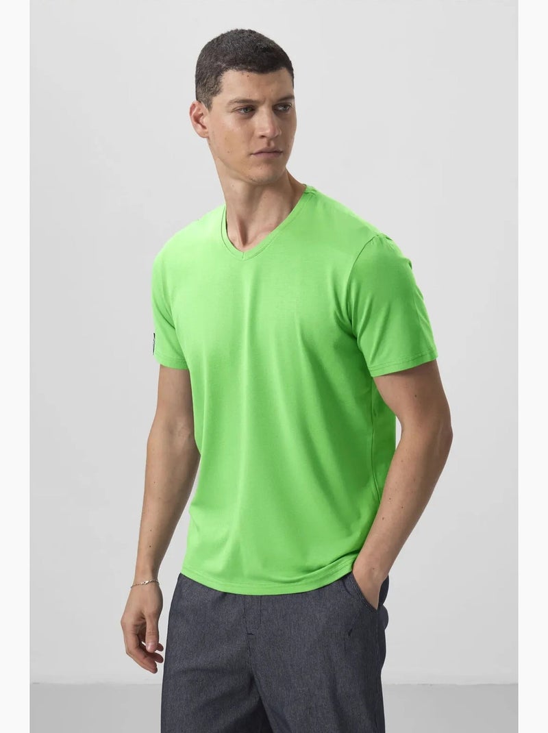 T-shirt homme col v à manches courtes tommy Vert tilleul - Kiabi
