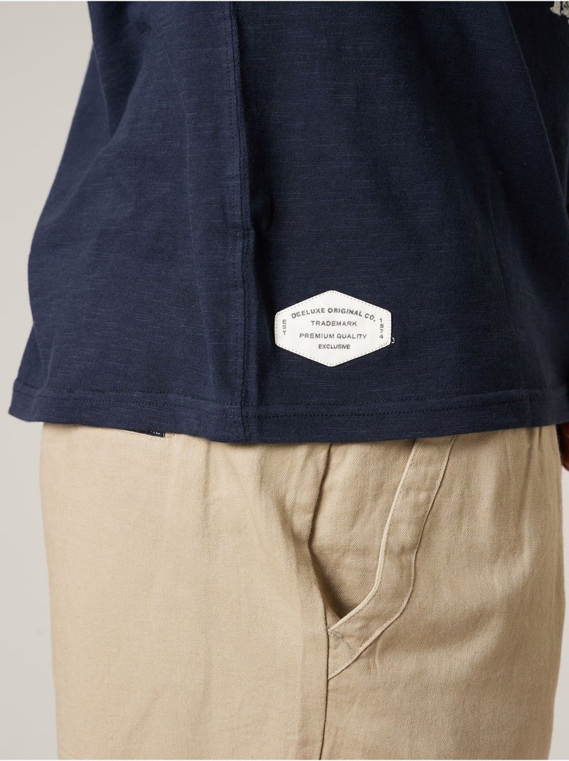 T-shirt homme coton 'Deeluxe' Bleu marine - Kiabi