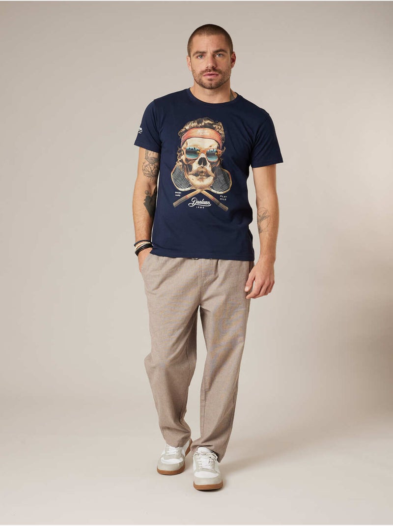 T-shirt homme coton 'Deeluxe' Bleu marine - Kiabi