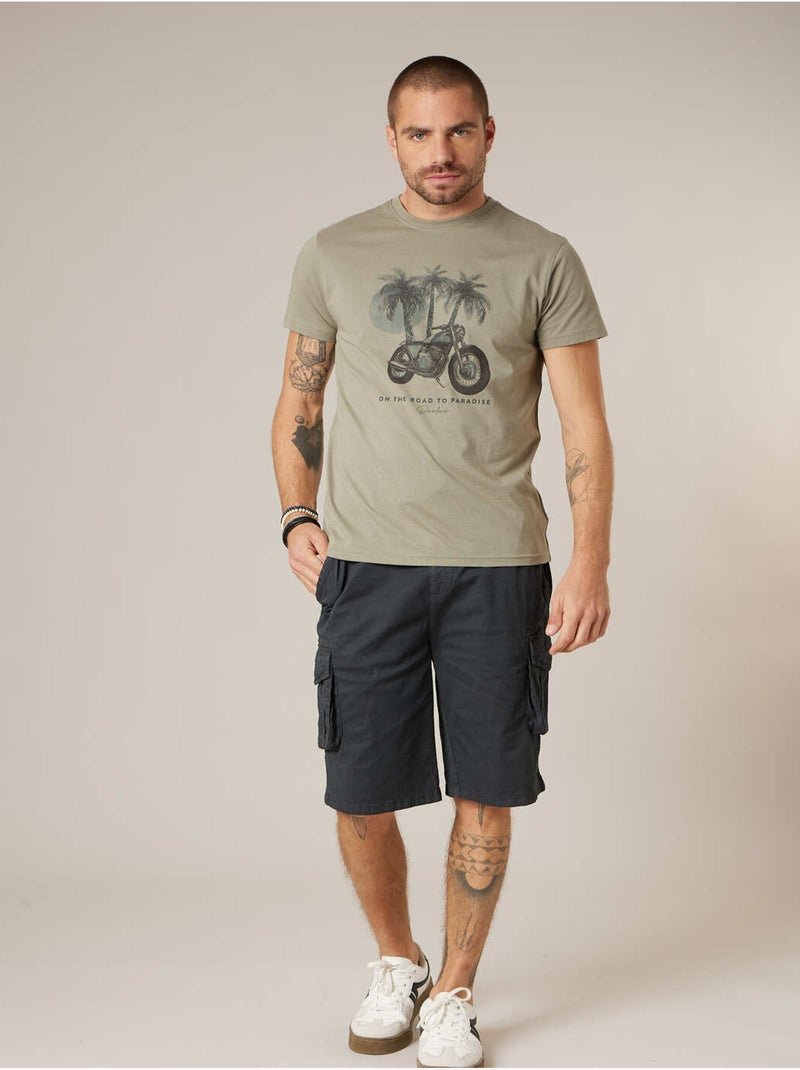 T-shirt homme coton 'Deeluxe' Vert kaki clair - Kiabi
