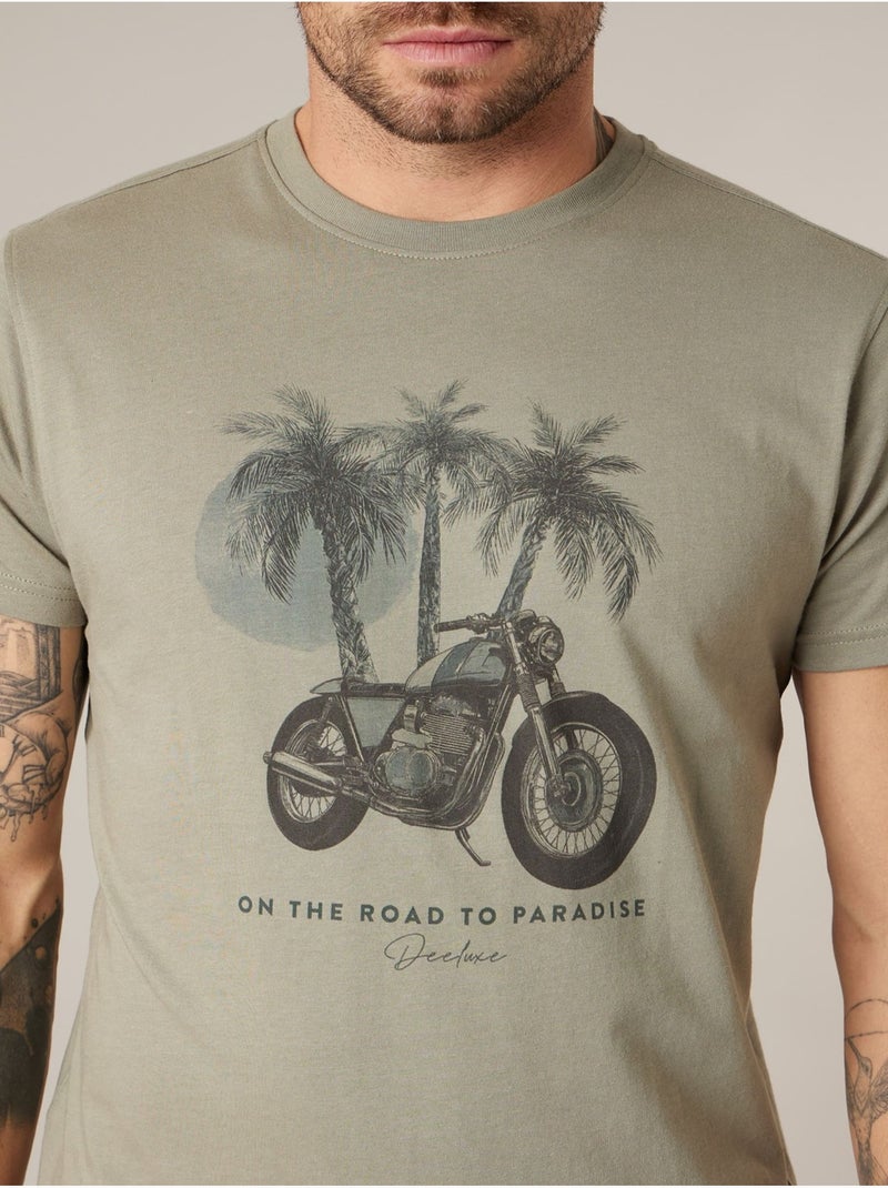 T-shirt homme coton 'Deeluxe' Vert kaki clair - Kiabi