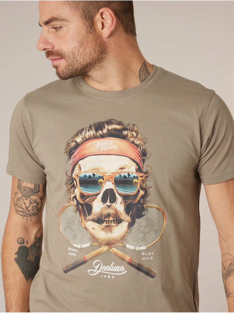 T-shirt homme coton 'Deeluxe' Vert kaki clair - Kiabi