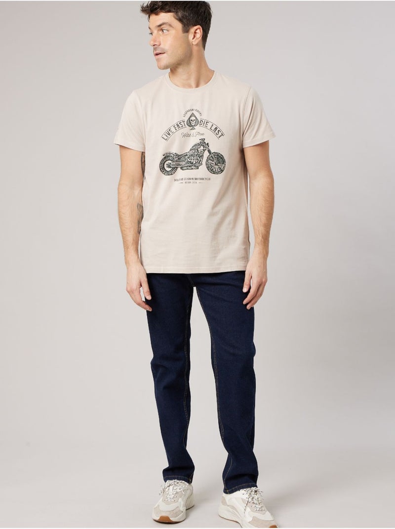 T-shirt homme en 100% coton 'Deeluxe' Ecru - Kiabi