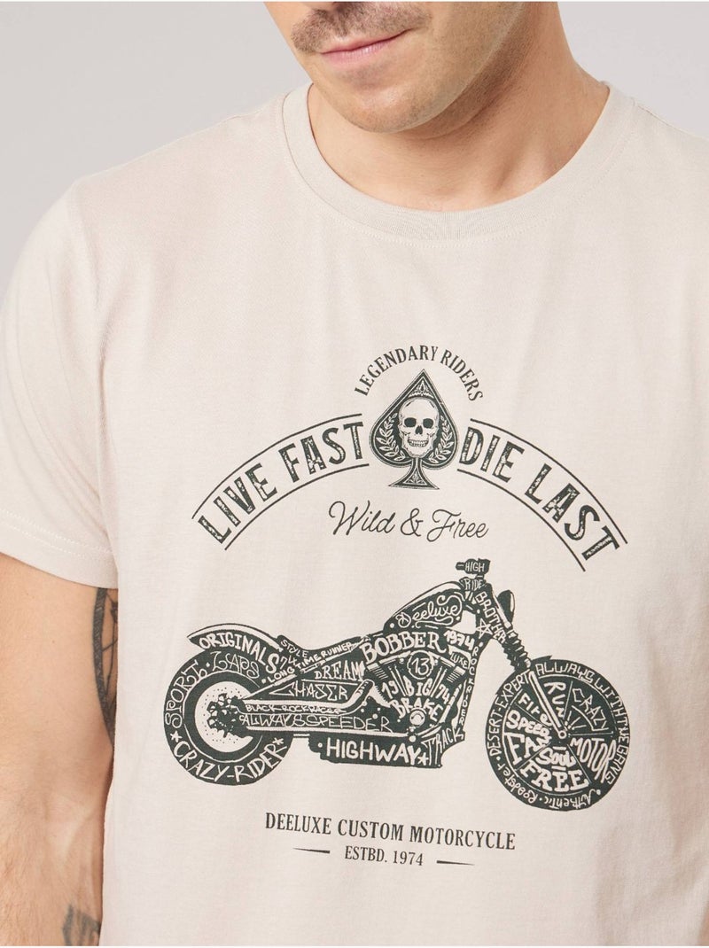 T-shirt homme en 100% coton 'Deeluxe' Ecru - Kiabi