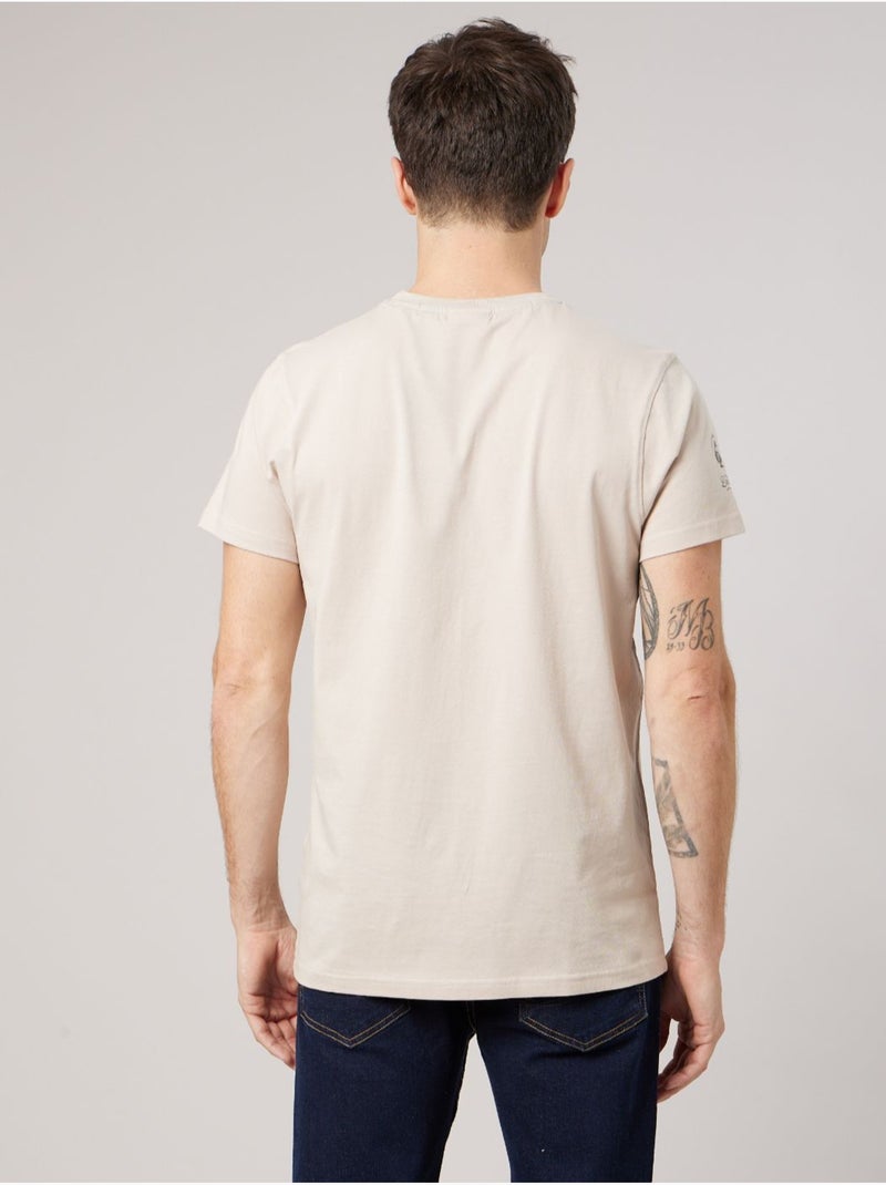 T-shirt homme en 100% coton 'Deeluxe' Ecru - Kiabi