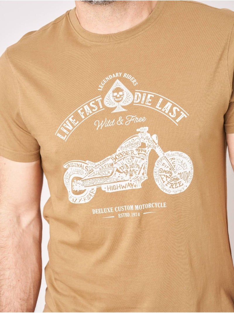 T-shirt homme en 100% coton 'Deeluxe' Marron clair - Kiabi