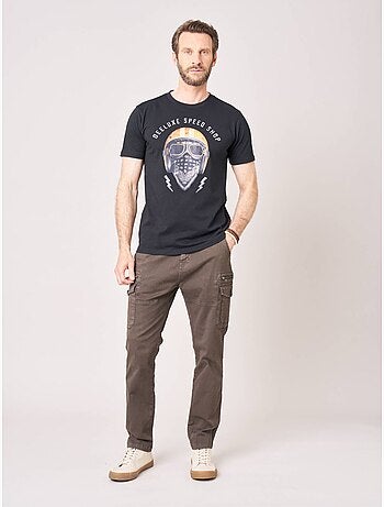 T-shirt homme en 100% coton jersey imprimé biker 'Deeluxe'