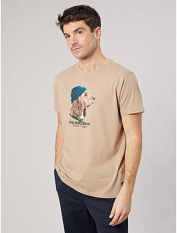 T-shirt homme en 100% coton jersey imprimé chien stylisé 'deeluxe'