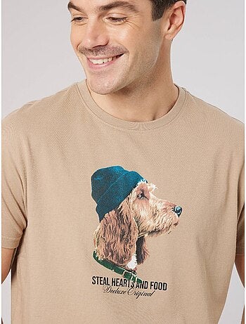 T-shirt homme en 100% coton jersey imprimé chien stylisé 'deeluxe'