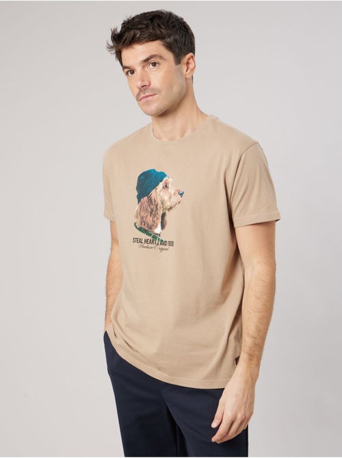 T-shirt homme en 100% coton jersey imprimé chien stylisé 'deeluxe' - Kiabi