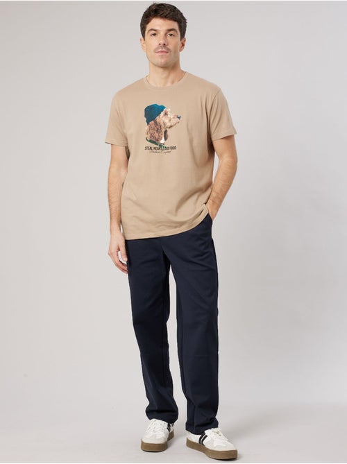 T-shirt homme en 100% coton jersey imprimé chien stylisé 'deeluxe' - Kiabi