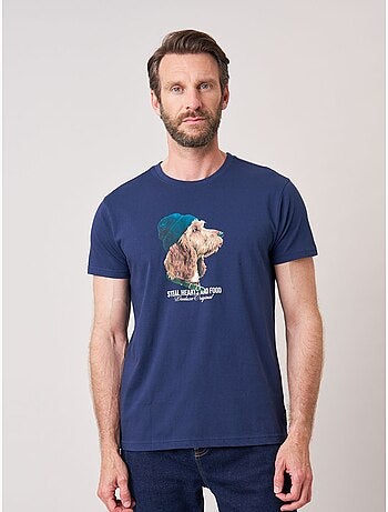 T-shirt homme en 100% coton jersey imprimé chien stylisé 'deeluxe'