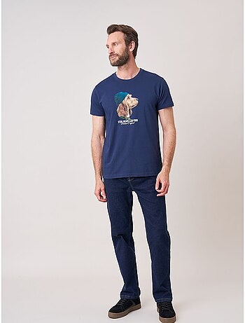 T-shirt homme en 100% coton jersey imprimé chien stylisé 'deeluxe'
