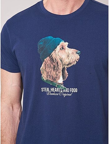 T-shirt homme en 100% coton jersey imprimé chien stylisé 'deeluxe'