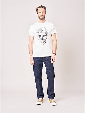 T-shirt homme en 100% coton jersey imprimé tête de mort couronnée 'deeluxe'