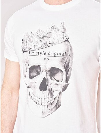 T-shirt homme en 100% coton jersey imprimé tête de mort couronnée 'deeluxe'