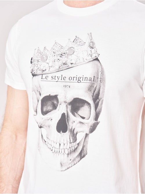 T-shirt homme en 100% coton jersey imprimé tête de mort couronnée  'Deeluxe' - Kiabi