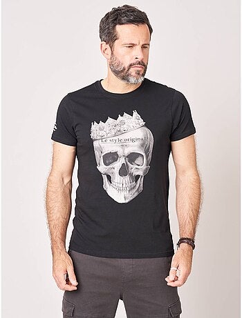 T-shirt homme en 100% coton jersey imprimé tête de mort couronnée 'deeluxe'