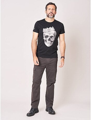 T-shirt homme en 100% coton jersey imprimé tête de mort couronnée 'deeluxe'