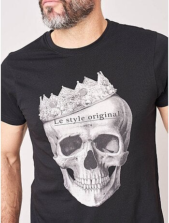 T-shirt homme en 100% coton jersey imprimé tête de mort couronnée 'deeluxe'