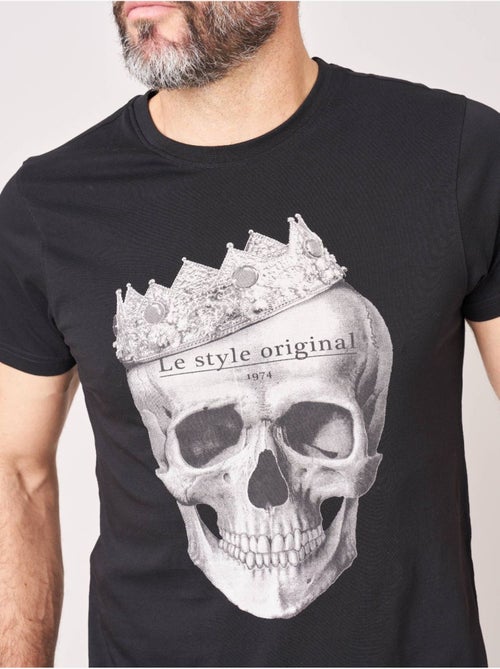 T-shirt homme en 100% coton jersey imprimé tête de mort couronnée  'Deeluxe' - Kiabi