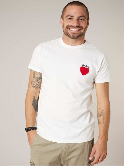 T-shirt homme en 100% coton motif coeur 'Deeluxe' - Kiabi
