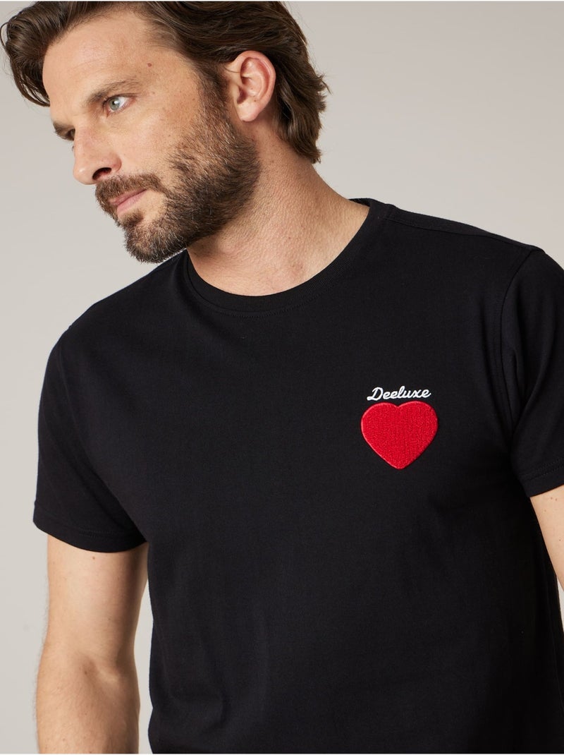 T-shirt homme en 100% coton motif coeur 'Deeluxe' Noir - Kiabi
