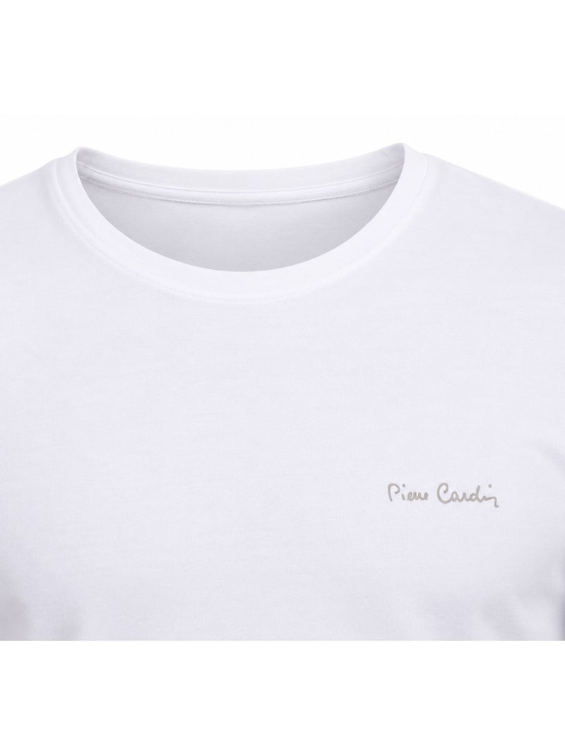 T-shirt homme en col rond avec broderie signature sur la poitrine pierre cardin Blanc - Kiabi