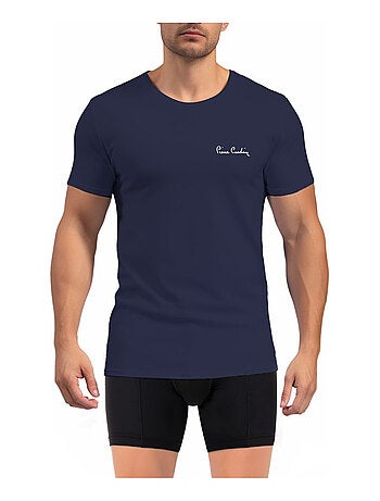 T-shirt homme en col rond avec broderie signature sur la poitrine Pierre Cardin