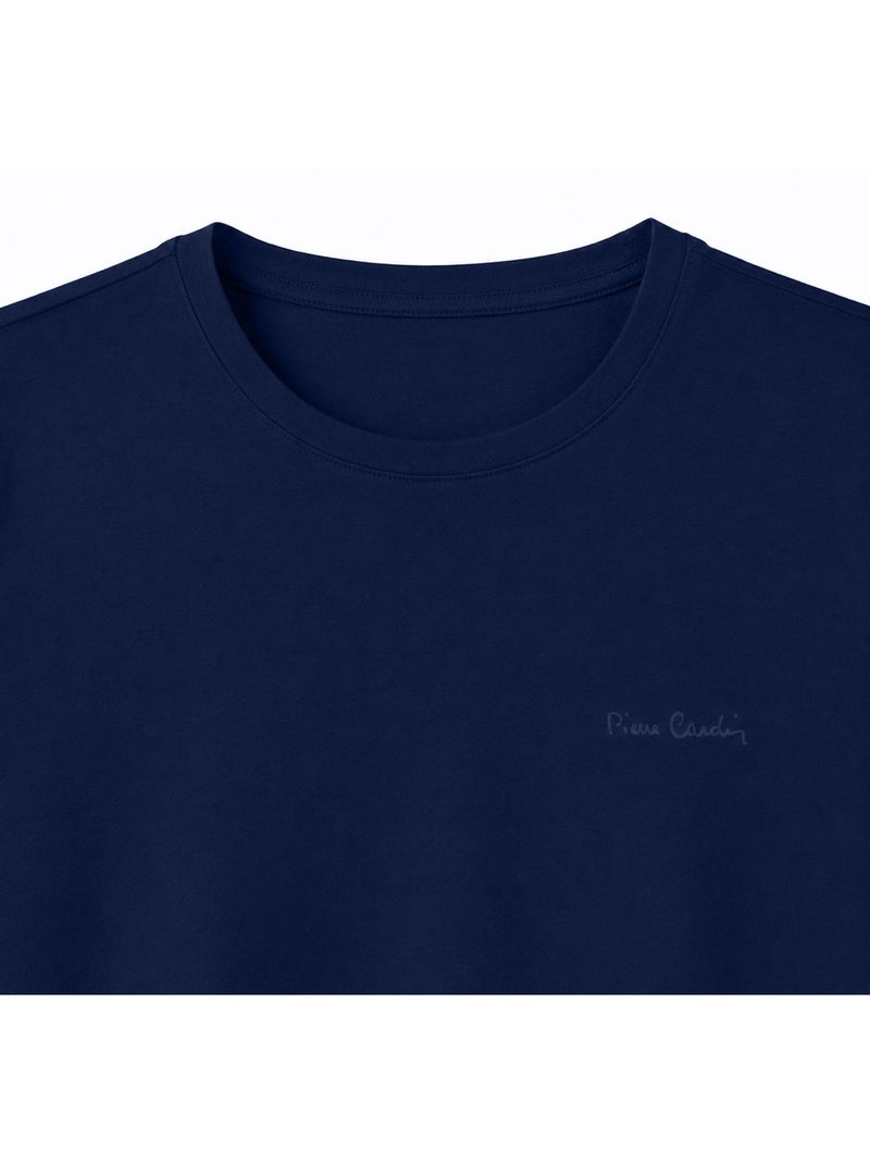 T-shirt homme en col rond avec broderie signature sur la poitrine Pierre Cardin Bleu - Kiabi