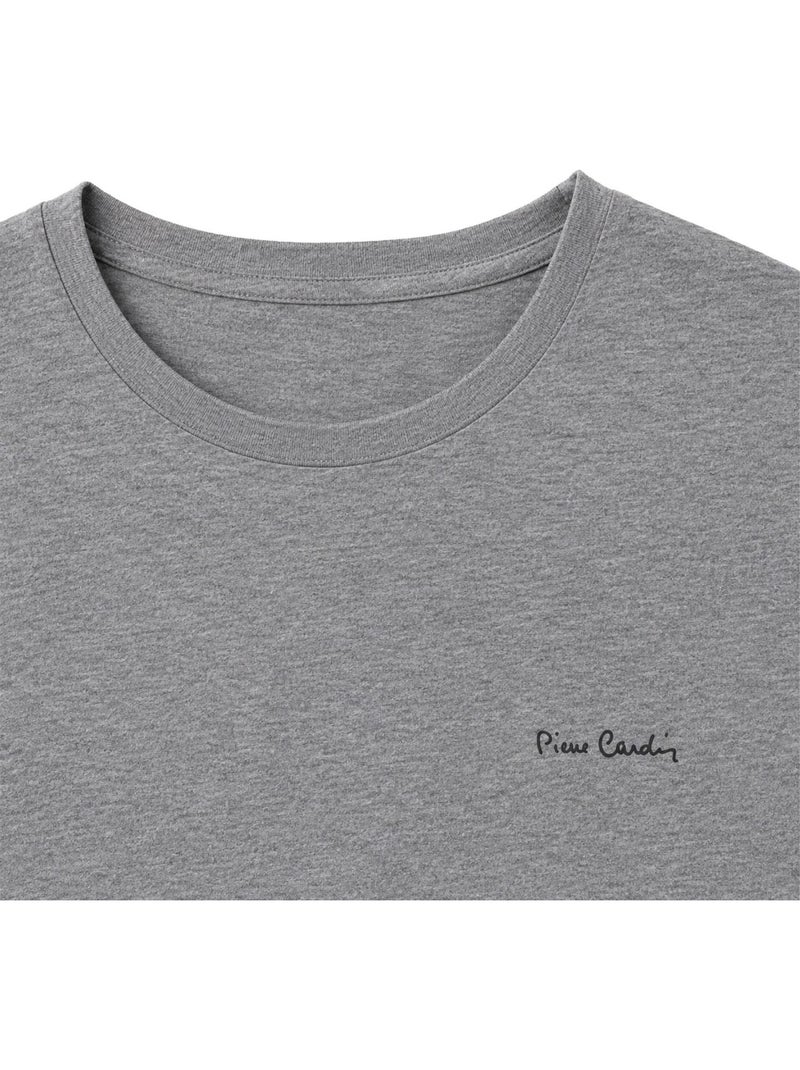 T-shirt homme en col rond avec broderie signature sur la poitrine pierre cardin Gris - Kiabi