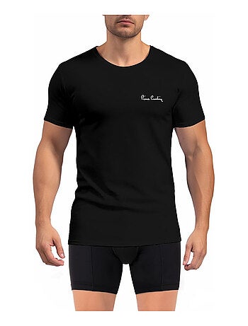 T-shirt homme en col rond avec broderie signature sur la poitrine Pierre Cardin