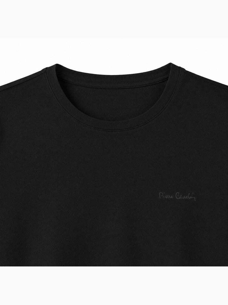 T-shirt homme en col rond avec broderie signature sur la poitrine Pierre Cardin Noir - Kiabi