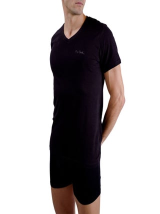 T-shirt homme en col v avec broderie sur la poitrine Pierre Cardin