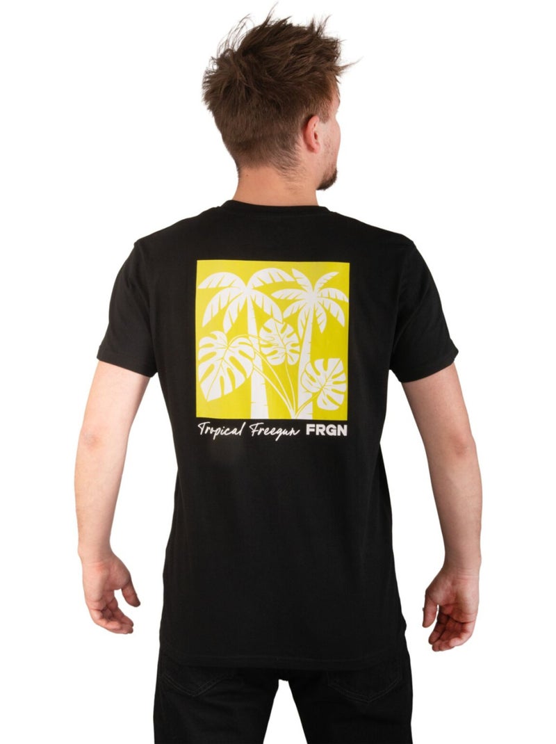 T-shirt homme en coton 140GSM imprimé devant et dos Boris Freegun Noir - Kiabi