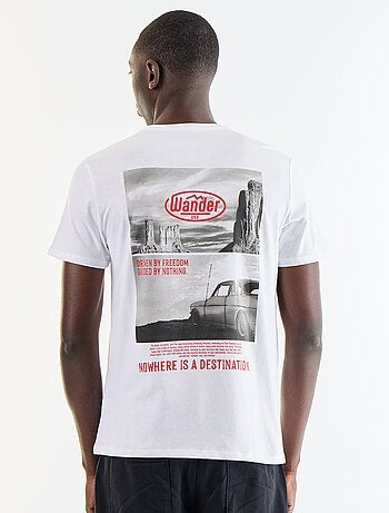T-shirt en coton pour homme à col rond avec motif