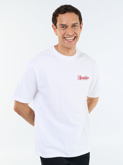 T-shirt homme en coton à col rond avec motif placé - Kiabi T-shirt homme en coton à col rond avec motif placé - Kiabi