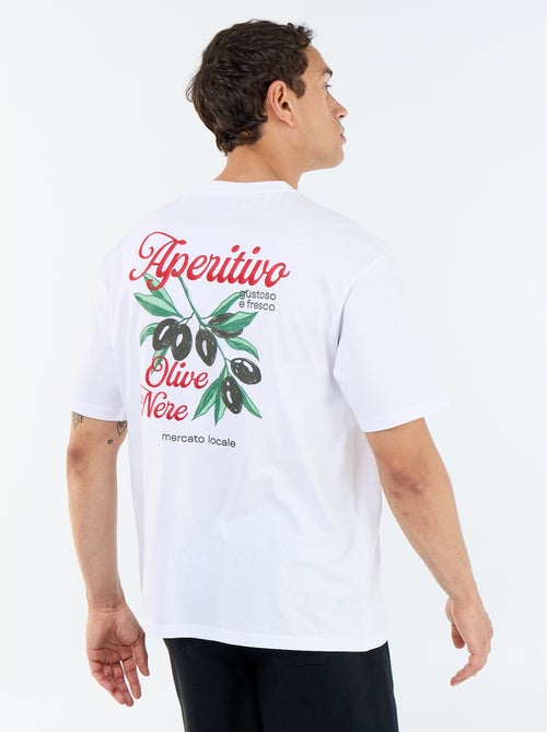 T-shirt homme en coton à col rond avec motif placé - Kiabi T-shirt homme en coton à col rond avec motif placé - Kiabi