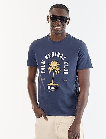 T-shirt en coton pour homme à col rond avec motif