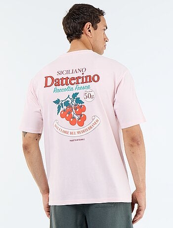 T-shirt homme en coton à col rond avec motif placé